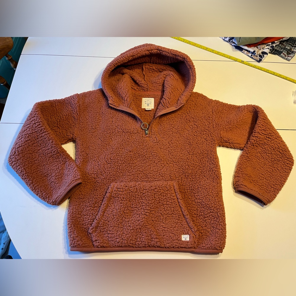 Billabong large Sherpa cropped hoodie burnt orange